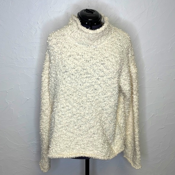 Pink Rose Ivory Soft Popcorn Cowl Neck Sweater - Picture 1 of 6